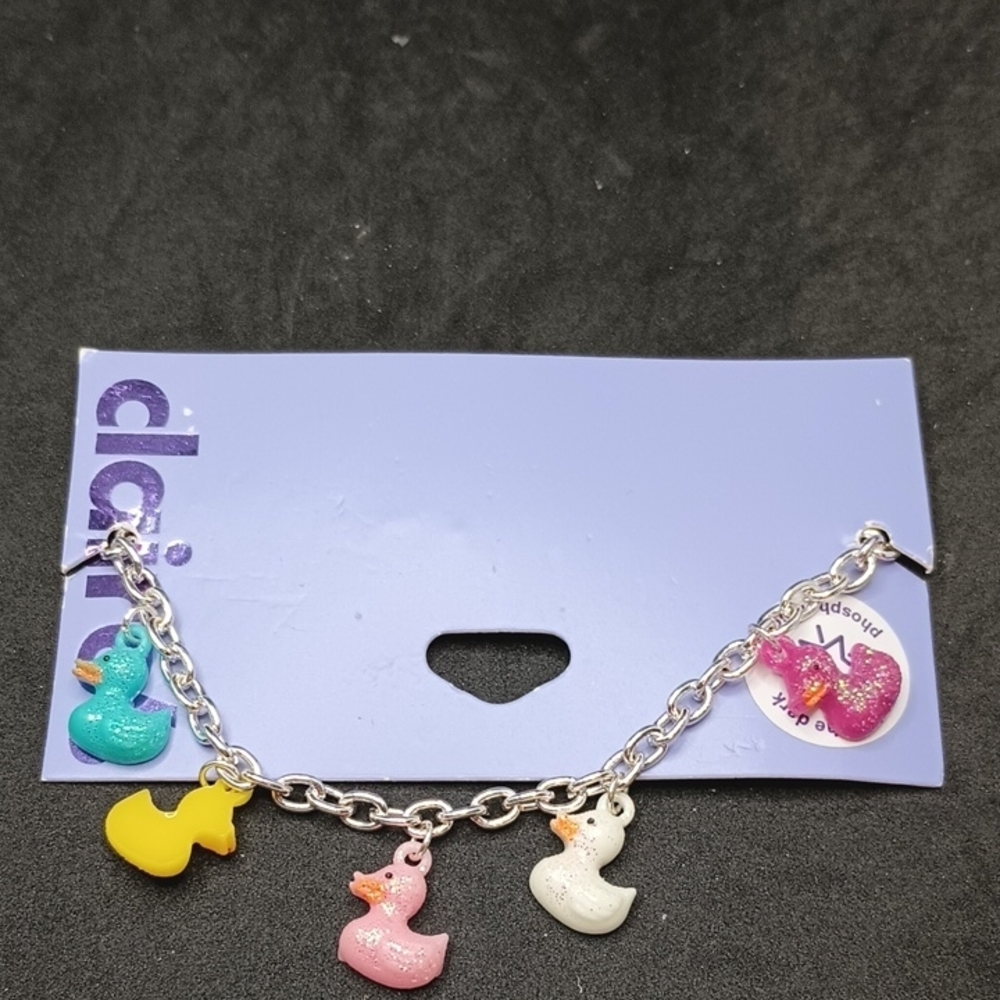 Claire's Pink and Yellow Duck Charm Bracelet